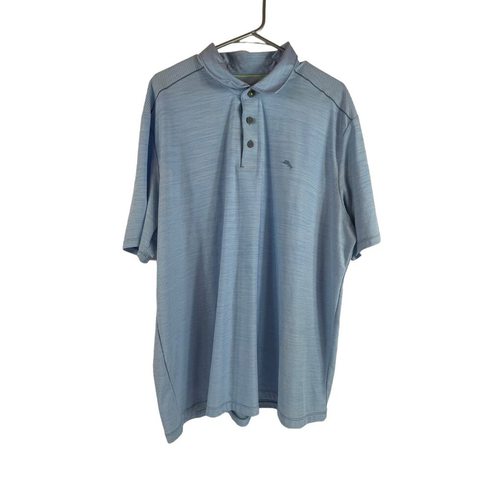 Tommy Bahama Island Zone Polo Shirt Mens Sz‎ 2XL Performance Blue Lightweight